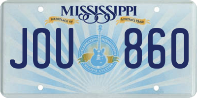 MS license plate JOU860
