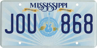 MS license plate JOU868