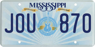 MS license plate JOU870