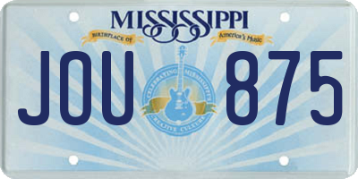 MS license plate JOU875