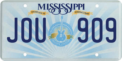 MS license plate JOU909