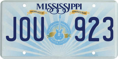 MS license plate JOU923