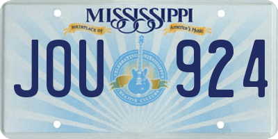 MS license plate JOU924