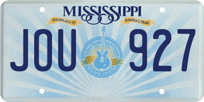 MS license plate JOU927