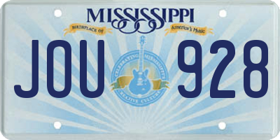 MS license plate JOU928
