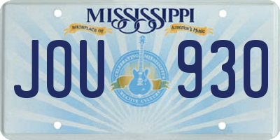 MS license plate JOU930