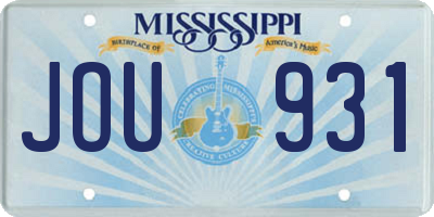 MS license plate JOU931