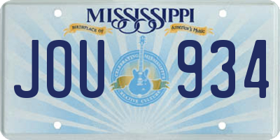 MS license plate JOU934