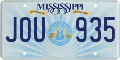 MS license plate JOU935
