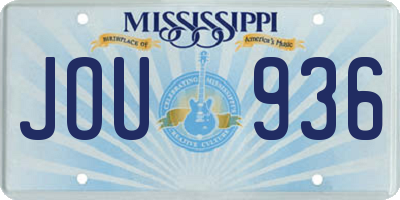 MS license plate JOU936