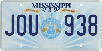 MS license plate JOU938