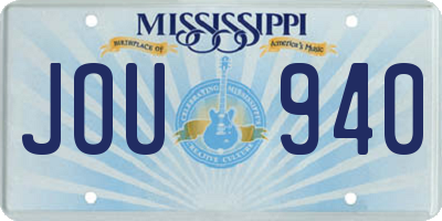 MS license plate JOU940