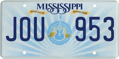 MS license plate JOU953