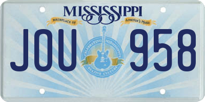 MS license plate JOU958