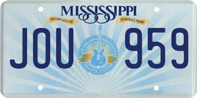 MS license plate JOU959
