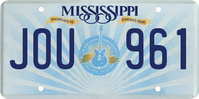 MS license plate JOU961