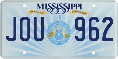 MS license plate JOU962