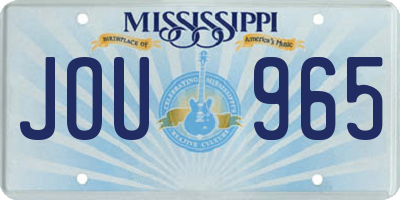 MS license plate JOU965