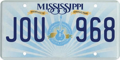 MS license plate JOU968