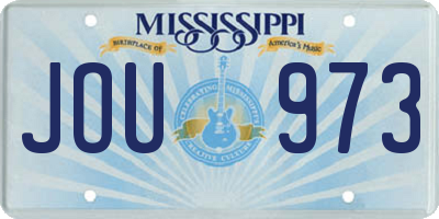 MS license plate JOU973