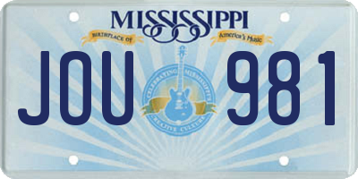 MS license plate JOU981