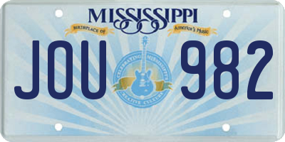 MS license plate JOU982