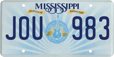 MS license plate JOU983