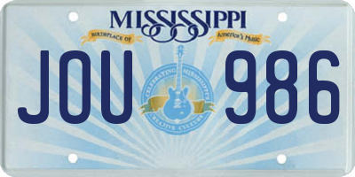 MS license plate JOU986