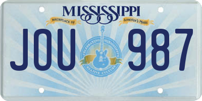 MS license plate JOU987