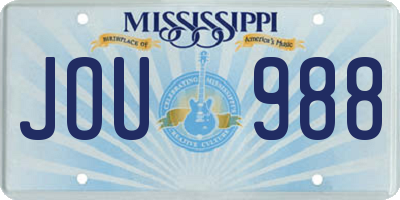 MS license plate JOU988