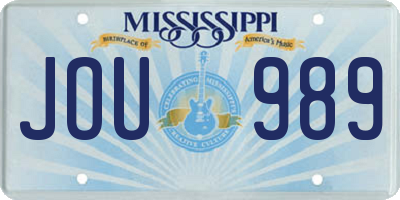 MS license plate JOU989