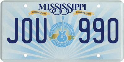 MS license plate JOU990