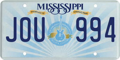MS license plate JOU994