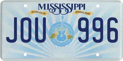 MS license plate JOU996