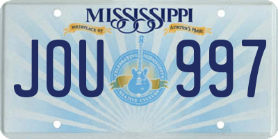 MS license plate JOU997