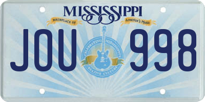 MS license plate JOU998