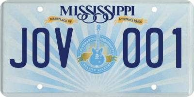 MS license plate JOV001