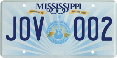 MS license plate JOV002