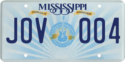 MS license plate JOV004