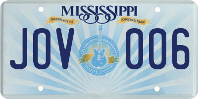 MS license plate JOV006