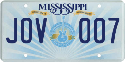 MS license plate JOV007