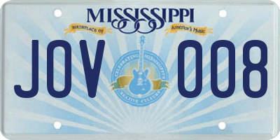 MS license plate JOV008