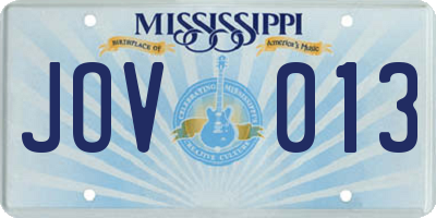 MS license plate JOV013