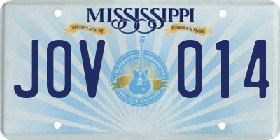 MS license plate JOV014