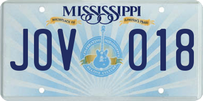 MS license plate JOV018