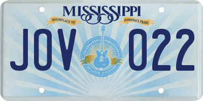 MS license plate JOV022