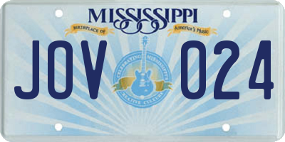 MS license plate JOV024
