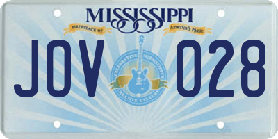 MS license plate JOV028