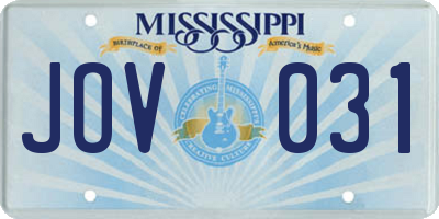 MS license plate JOV031