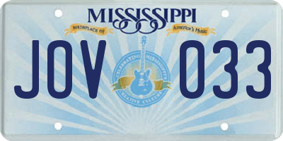MS license plate JOV033